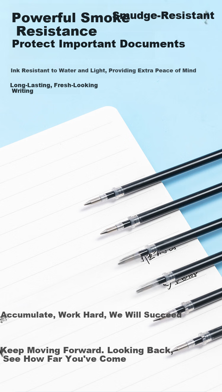JD Jingzao Cap-Removable Neutral Pen Refills Bullet Tip 0.5mm Black 20-Pack Imported Ink Office Pen Refills Quick-Dry Anti-Bleed Compatible with Classic Cap-Removable Neutral Pens 8