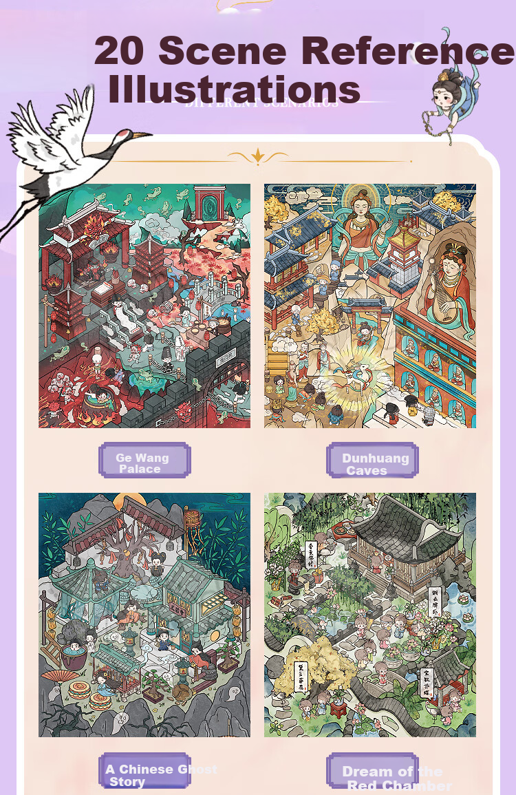 Tirado Miniature Scene Collection Vol.6 Scenic Stickers Ancient Style Micro Horror Scene Journal Small Stickers 3D Miniature House Girl Kids Toy DIY Journal Decorative Stickers 3