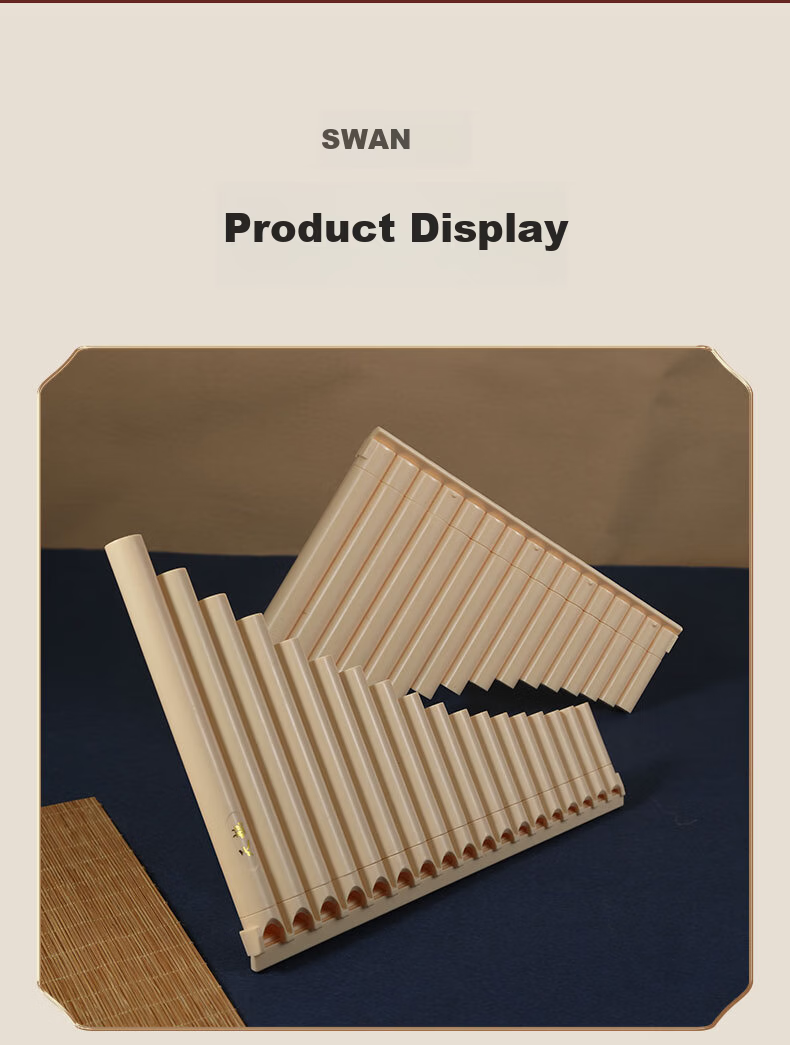 Swan Pan Flute C Key 18 Notes Professional Performance Level Panpipe for Primary and Secondary Students 18 Pipes Ivory White Standard Edition 8