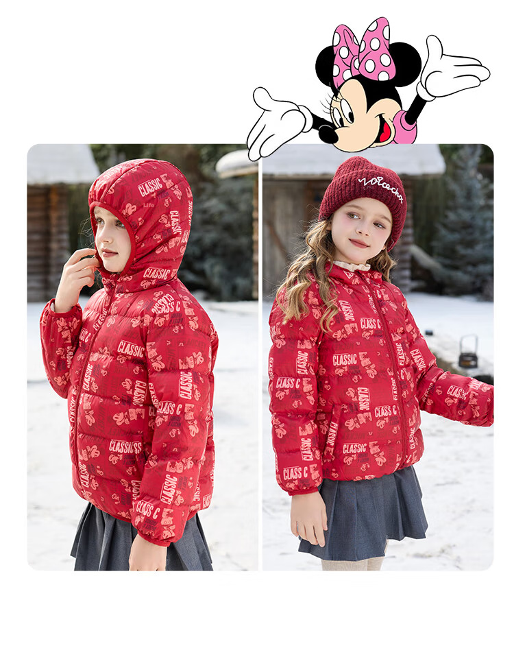 Disney Baby Kids Down Jacket 2026 New Red Lunar New Year Warm Autumn Winter Coat for Boys and Girls 6