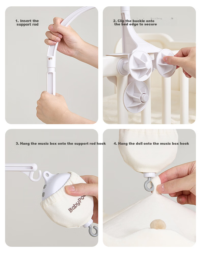 Babypods Newborn Crib Mobile Baby Gift Set Soothing Toy 0-6 Months Rotating Plush Doll First Birthday Present 22