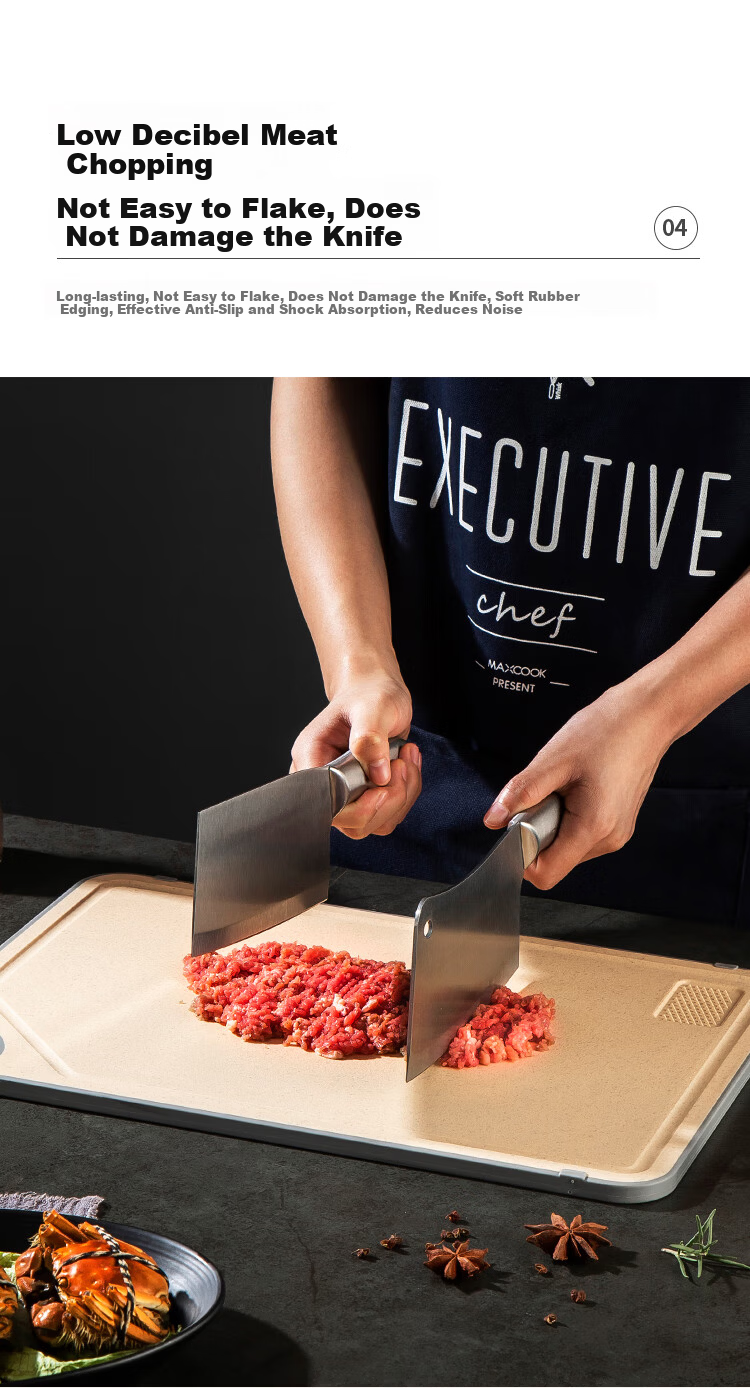MAXCOOK Pure Titanium Cutting Board Double-Sided Food-Grade PP Anti-Mold Kitchen Chopping Board 38x26x2cm MCPJ6099 10