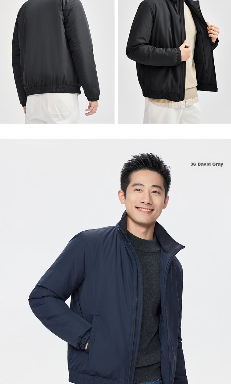 Giordano Men's Cotton Padded Outdoor Jacket New Windproof Solid Color Stand Collar Long Sleeve Cotton Jacket 01075683 16