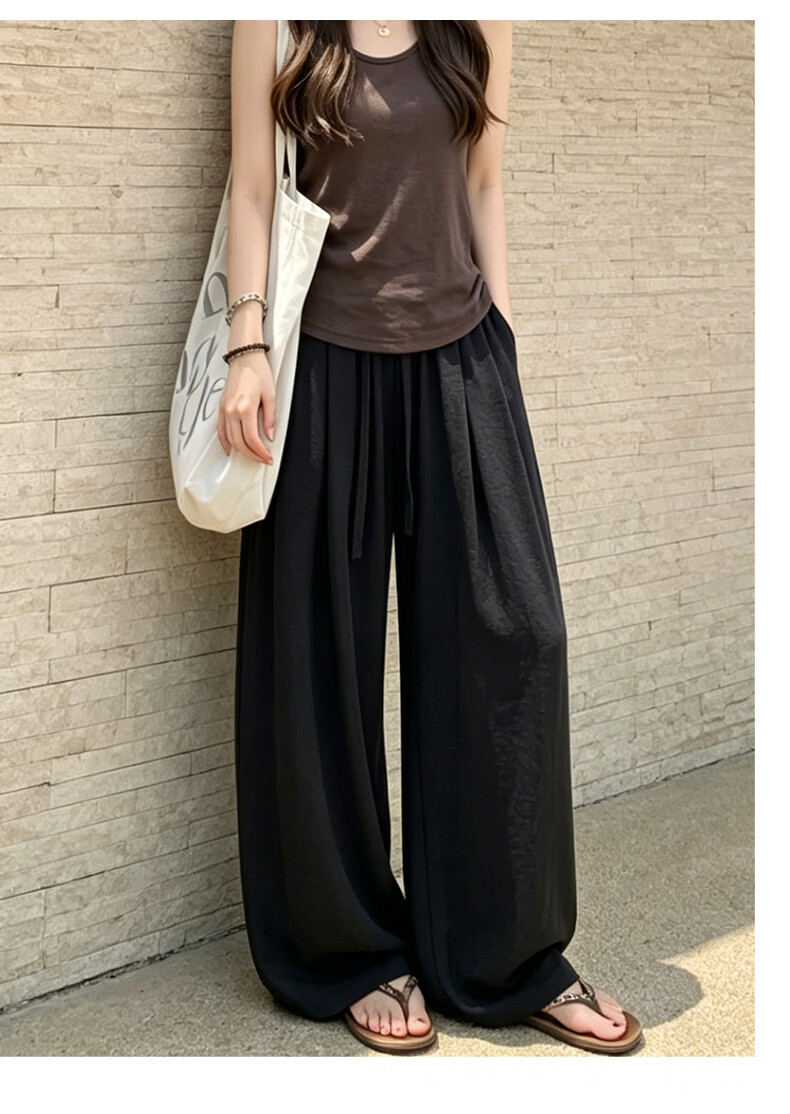 Langsha Linen Wide-Leg Pants for Women 2026 New Summer Thin High-Waist Breathable Relaxed Casual Curved Leg Pants 25