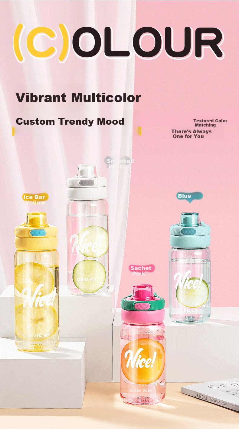 Xile Tritan Large Capacity Water Bottle Women's High-Value Straw Cup Student Outdoor Portable Sports Direct Drinking Cup Summer 8
