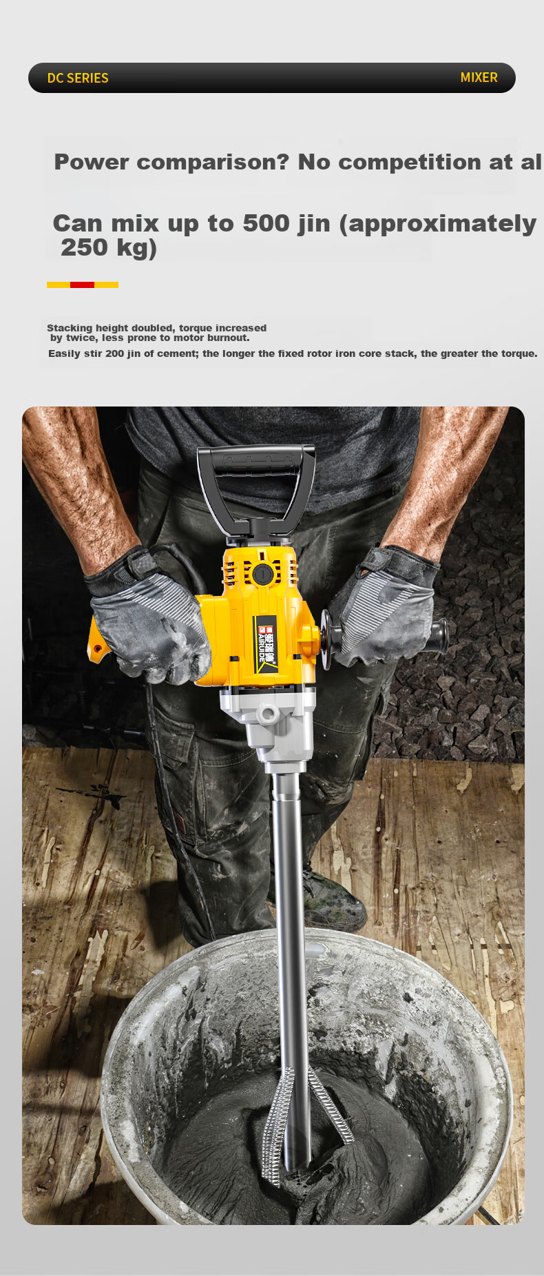 Aired Diamond Drill Mixer Putty Powder Paint Electric Cement Mortar Plastering Machine Power Tool 7
