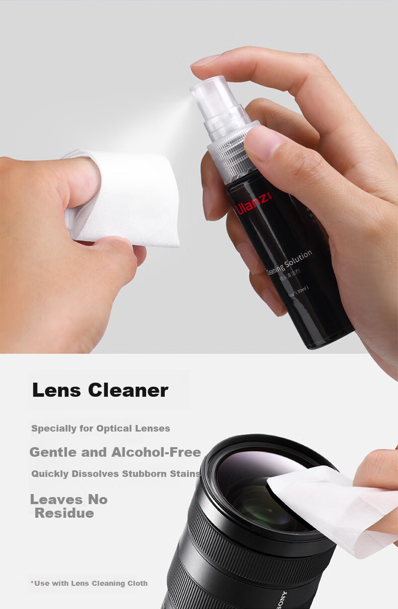 Ulanzi 10-in-1 Camera Cleaning Kit for Sony Canon Nikon Fuji CCD CMOS Sensor Cleaning Swabs Lens Cleaning Cloth Cleaner Soft Brush Silicone Air Blower 7