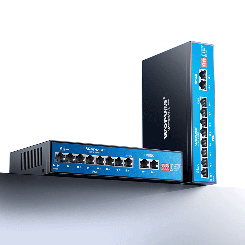 Wopool 8-Port PoE Power Supply Switch Full Gigabit 8 Ethernet Ports + 2 Uplink Ports Camera Surveillance Recorder Network Splitter Enterprise-Level Switch Watchdog