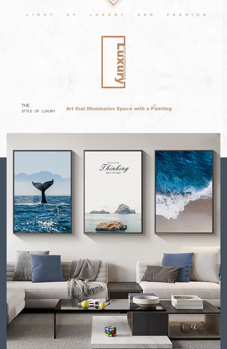 Haojiubujian Shilaiyunzhen Living Room Decorative Painting, Modern Minimalist Light Luxury High-End Feel, Sofa Background Wall Hanging Picture, Abstract Mural 2