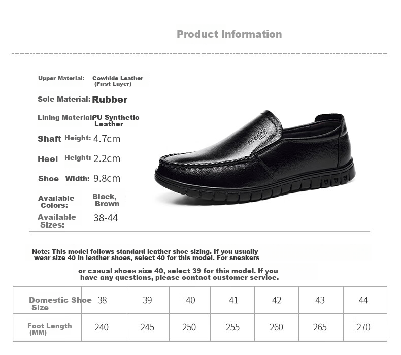 MEXICAN Business Casual Shoes for Men, Top-Grain Leather Formal Shoes, Slip-On Derby Shoes, Model 8283, Black, Size 43 9