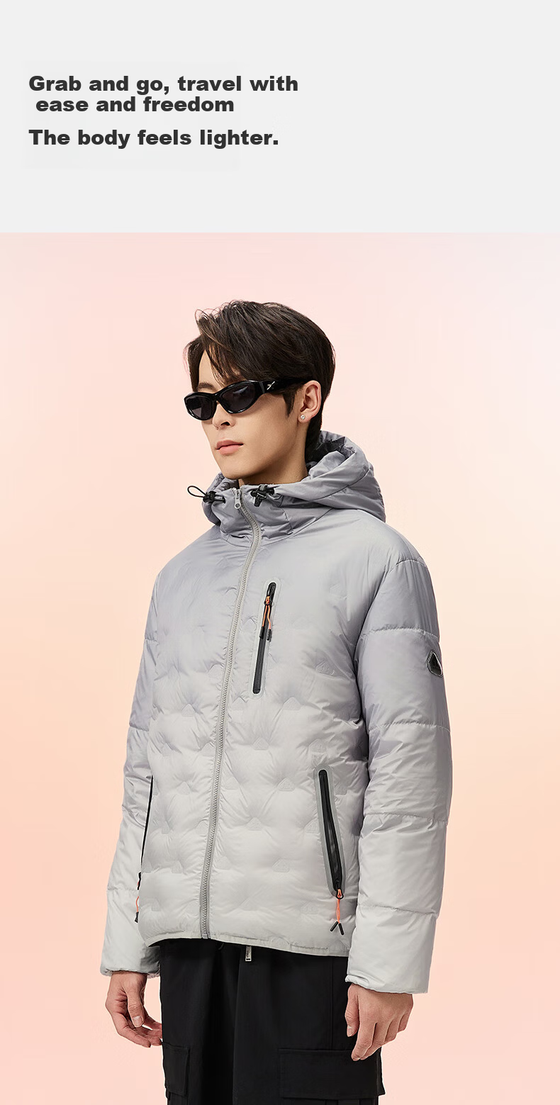 Meilicheng [Same As Jianji] Women's Lightweight Down Jacket with Hood, Couple Style Warm Goose down Coat 186 Gray S 11