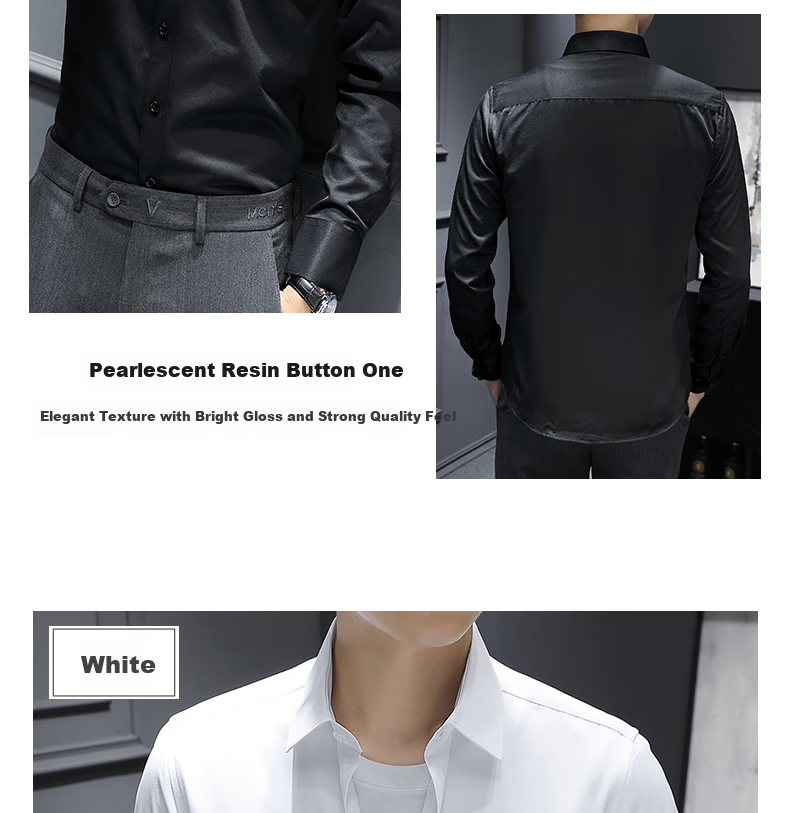 Miiow Mercerized Cotton Shirt Men's Premium White Casual Business Formal Dress Shirt 13