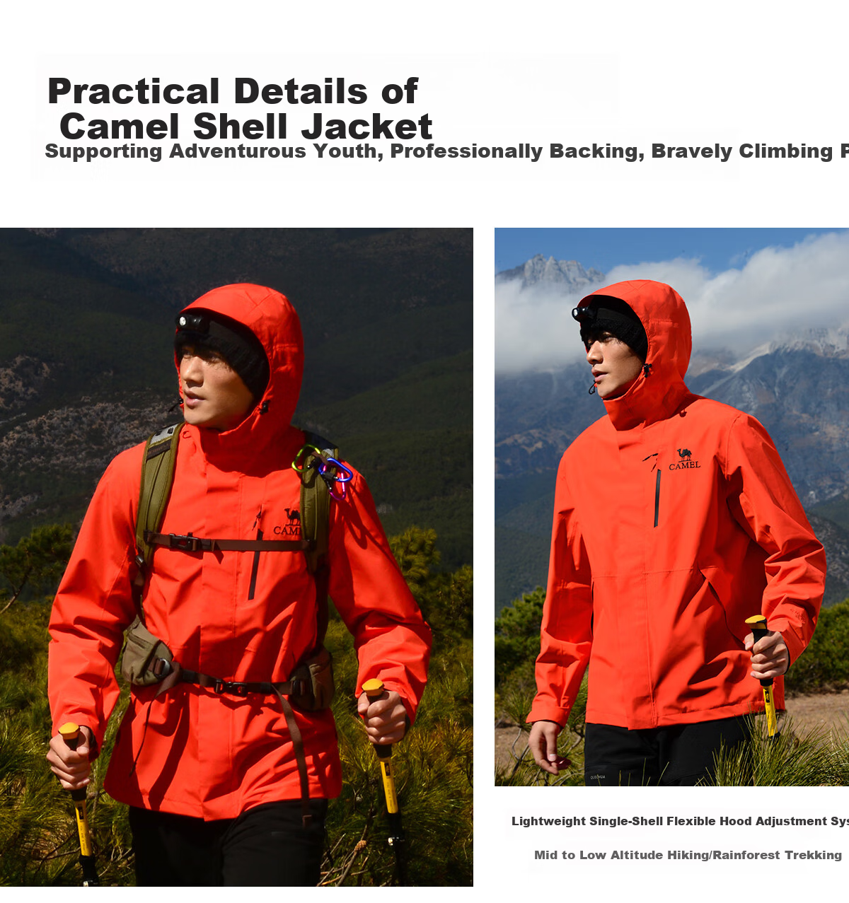Camel [Wang Junkai Edition] King Kai Armor Single-Layer Windproof Waterproof Lightweight Mountaineering Jacket for Men and Women 21