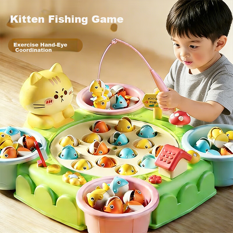Wanletu Children's Fishing Toy for 1-3 Year Olds Educational Early Learning Electric Magnetic Toy Birthday Gift for Boys and Girls
