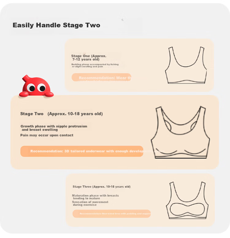 Hongdou Girls Bra Student Stage 2-3 Development Period Underwear High School Youth Sports Shockproof Breathable Vest 6