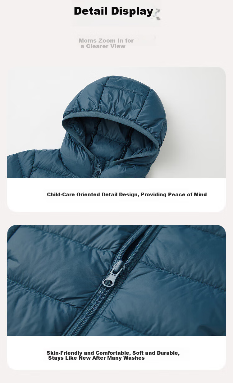 ASK JUNIOR [90% Down Lock-In] Boys' down Jacket, Winter 2026, Thickened Warm Children's Hooded Two-Way down Coat, Lake Blue 11