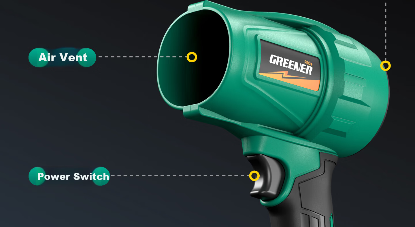 GREENER 21V Turbo Fan High-Power Blower Industrial Dust Removal Snow Blower with 5Ah Dual Batteries 23