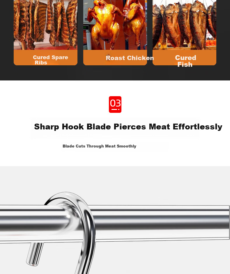CHUSHE Stainless Steel Meat Hanging Hook Large Solid Thickened S-Shaped Hook for Curing Meat 3