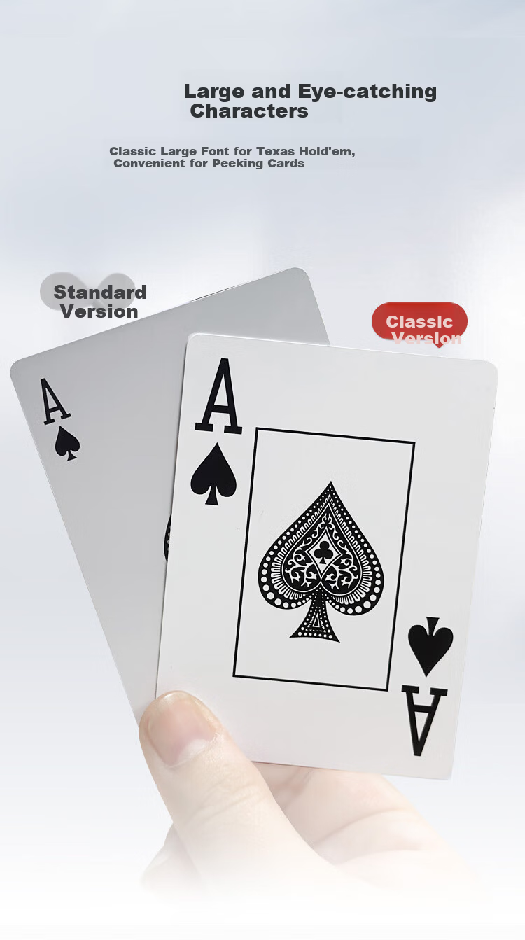 JD Original PVC Texas Hold'em Cards, Frosted Plastic, Durable And Washable Large Cards, Table Game Entertainment Wide Cards, 10 Decks 6