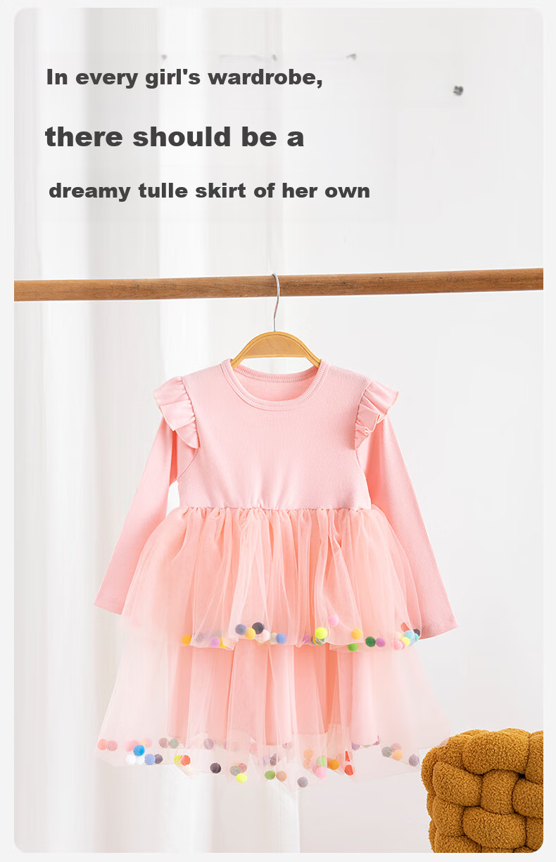 Babyprints Girls' Dress Sweet Tulle Long Sleeve Baby Dress Spring Autumn Princess Dress Toddler Birthday Dress Size 120 7