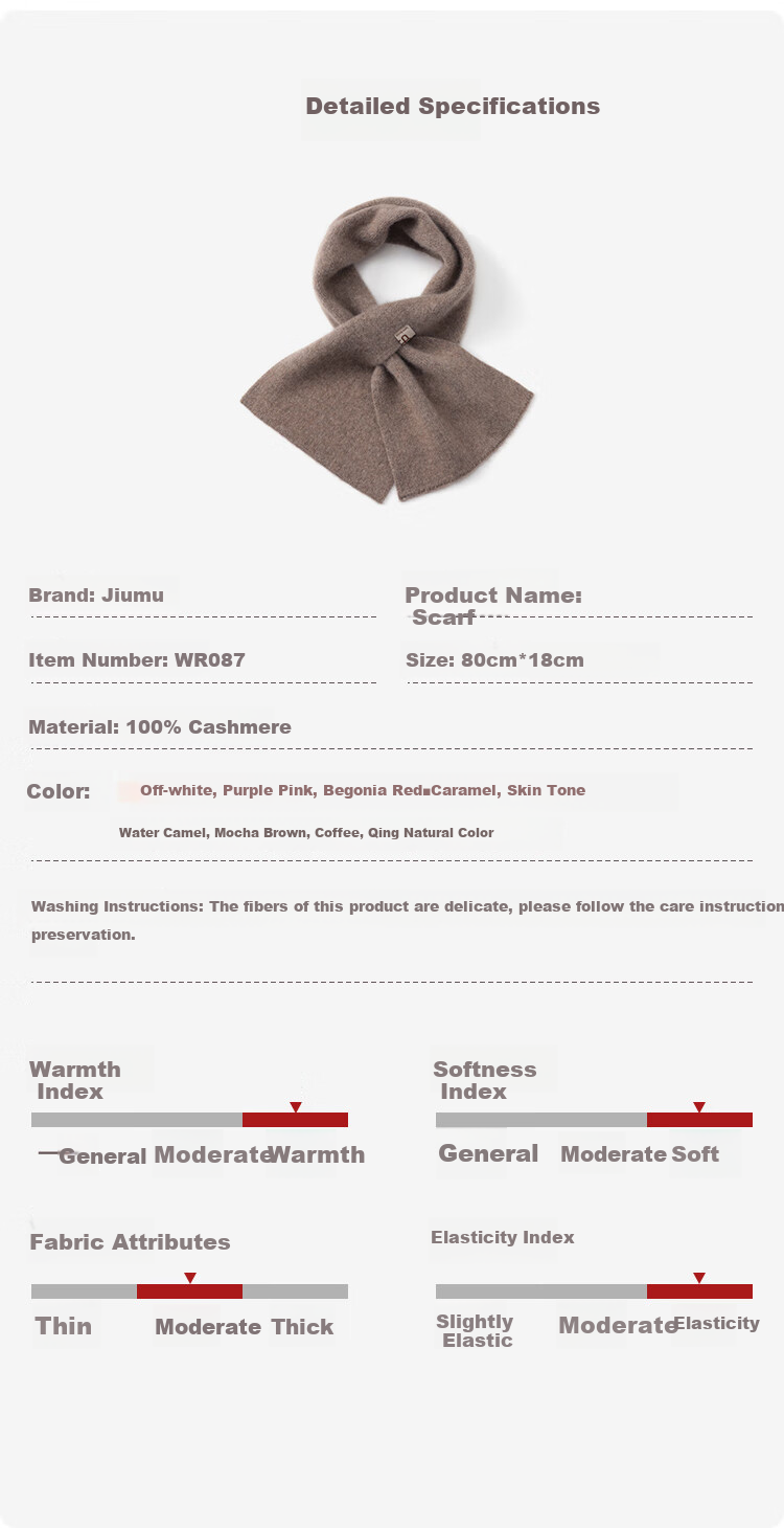 JIUMU 100% Cashmere Small Scarf for Women Autumn Winter Warm Neck Warmer Gift Box for Girls and Moms Birthday Present 10