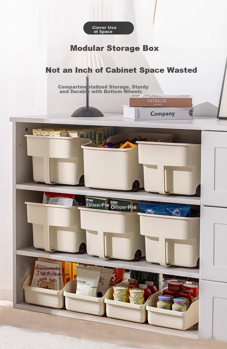 40,000 KM Cabinet Storage Box with Wheels, Multipurpose Desktop Kitchen Organizer, Pot Lid Storage Rack, Cabinet Storage Box, 2 Pieces 1