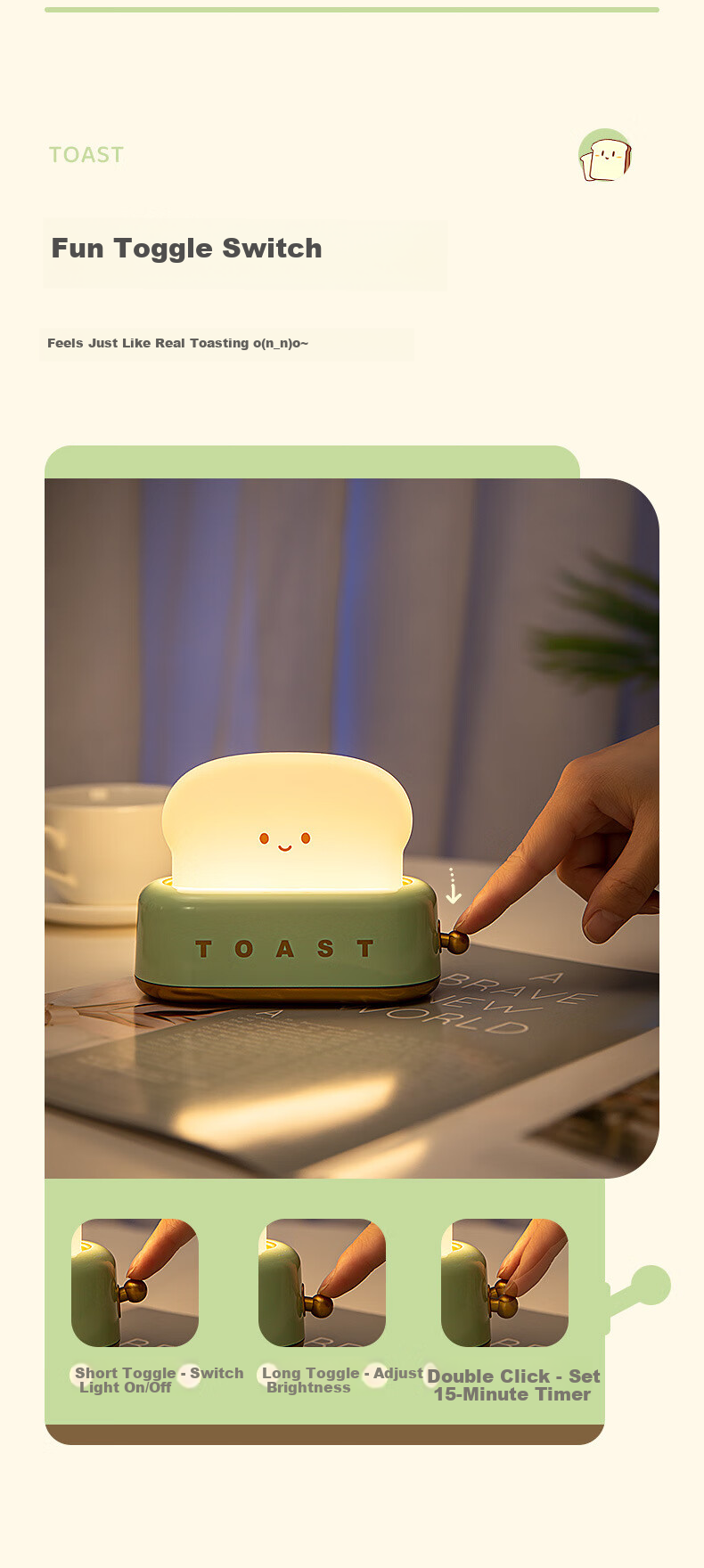 Kongsheng Cartoon Milk Carton Desktop Ornament Year of the Horse New Year's Popular Product USB Rechargeable Silicone Night Light with 3-Level Dimming 3