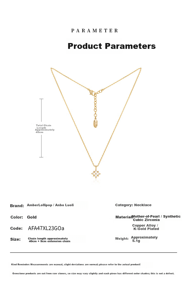 Amber Lollipop Anbo Loli Jewelry Necklace Women Eight-Pointed Star Pendant 520 Valentine's Day Birthday Gift for Girlfriend Wife 7