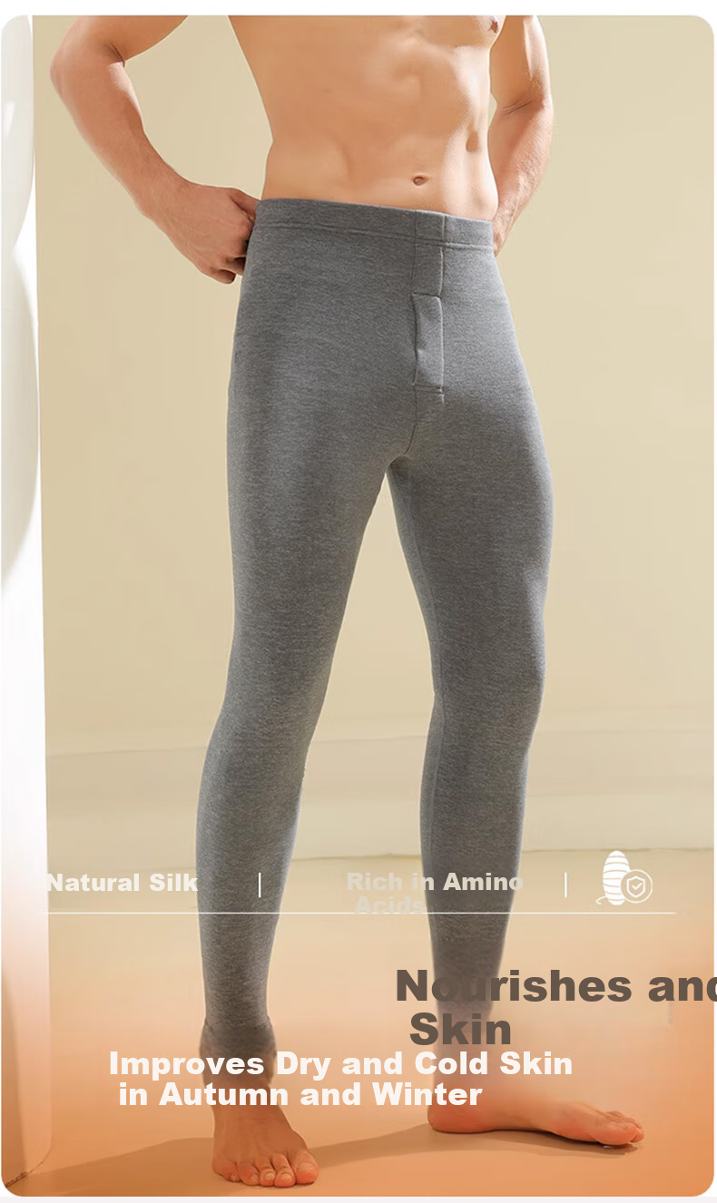 LangSha Men's Thermal Wool and Silk Long Johns 2-Pack, Grade 7 Antibacterial and Anti-Mite, Reversible Fleece-Lined Warm Pants 8