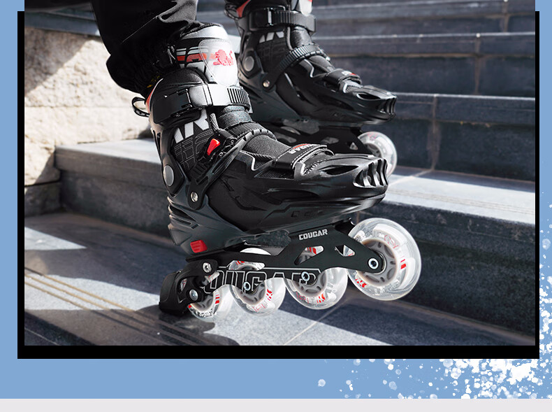 COUGAR Adult Adjustable Full-Flash Roller Skates, Flat Floral Casual Dual-Purpose Inline Skates, Green And White, Size L (36-39) 11