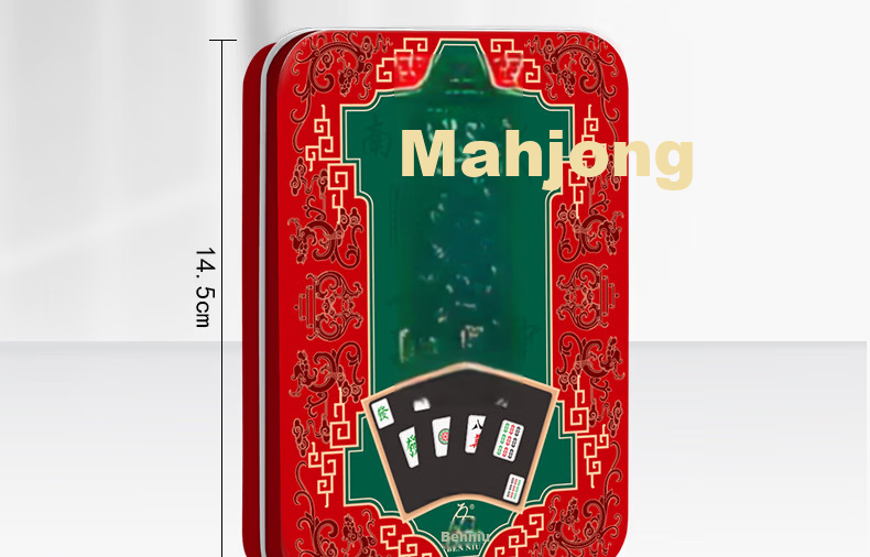 Benniu Iron Box Mahjong Playing Cards Silent Plastic PVC Waterproof 148 Cards Portable Noise-Free Universal 9