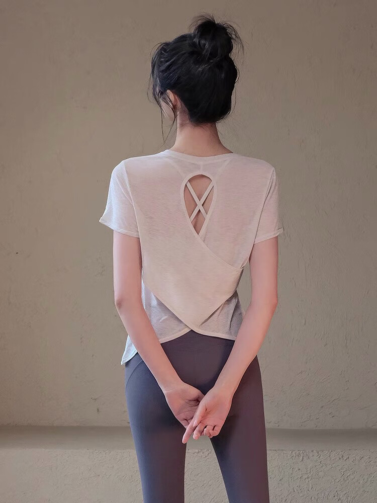 Borui Women's Lingerie Beautiful Back Mesh Fitness Yoga Running Sports T-Shirt Pilates Training Top 12
