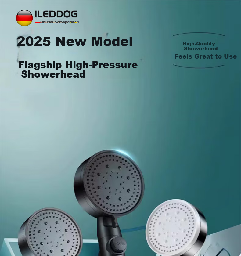 ILeddog [Germany] High-Pressure Shower Head Booster Powerful Water Flow Bathroom Shower Hose Set HL-001 1