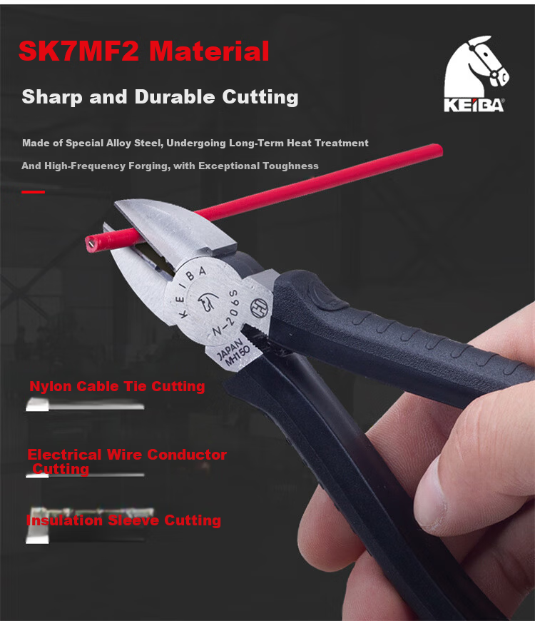 KEIBA Japan Imported Diagonal Cutting Pliers Electrician Wire Cutter 6 Inch N-206S 3