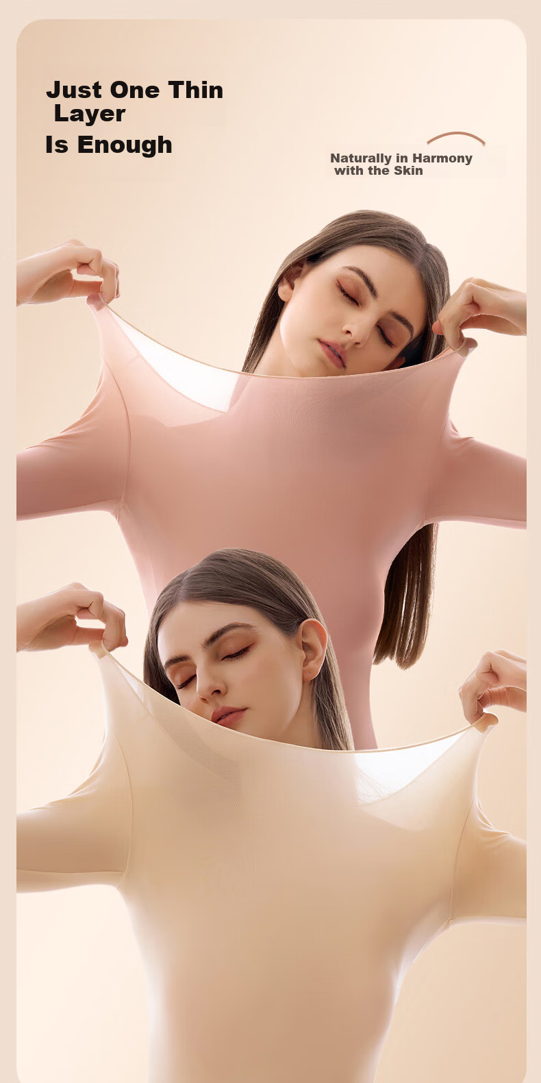 Lixingji Hyaluronic Acid Foundation Liquid Mask Thermal Underwear Set for Women Ultra-thin Invisible Skin Base Moisturizing Clothing 3