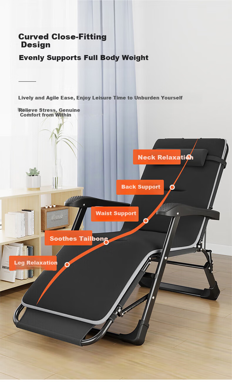 OKeefe Folding Bed Recliner Single Office Nap Bed Folding Chair Nap Chair Camp Bed Nap Sleeping Bed Sit and Lie 9