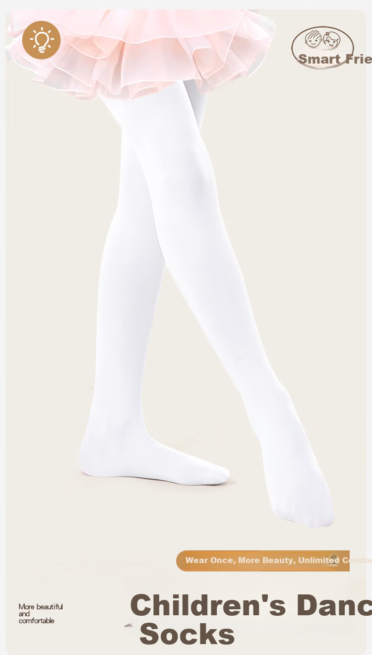 Zhiyouban Children's Dance Tights, Girls' Pantyhose, Professional Dancing Spring And Autumn Thin Leggings, White Stockings, Practice Base Layer Socks 1