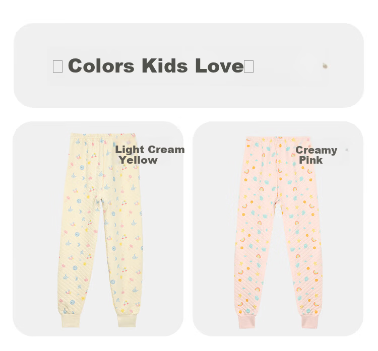 Hodohome Kids Thermal Pants Girls Antibacterial Triple-Layer Thickened Cotton Autumn Trousers Air Layer Sleep Pants 270 Pink 165 7