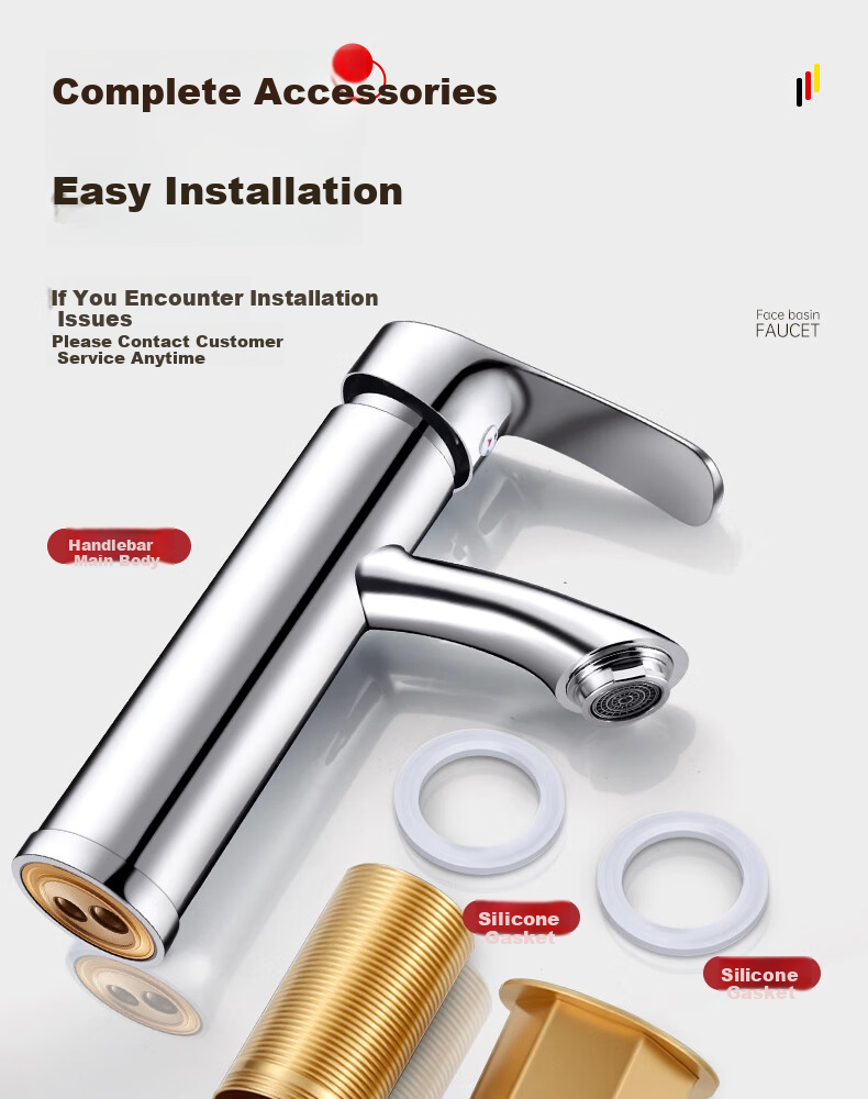 Yipinyinxiang Bathroom Faucet, Hot And Cold Basin Tap, Double Or Triple Hole Washbasin Faucet, Bathroom Tap 29