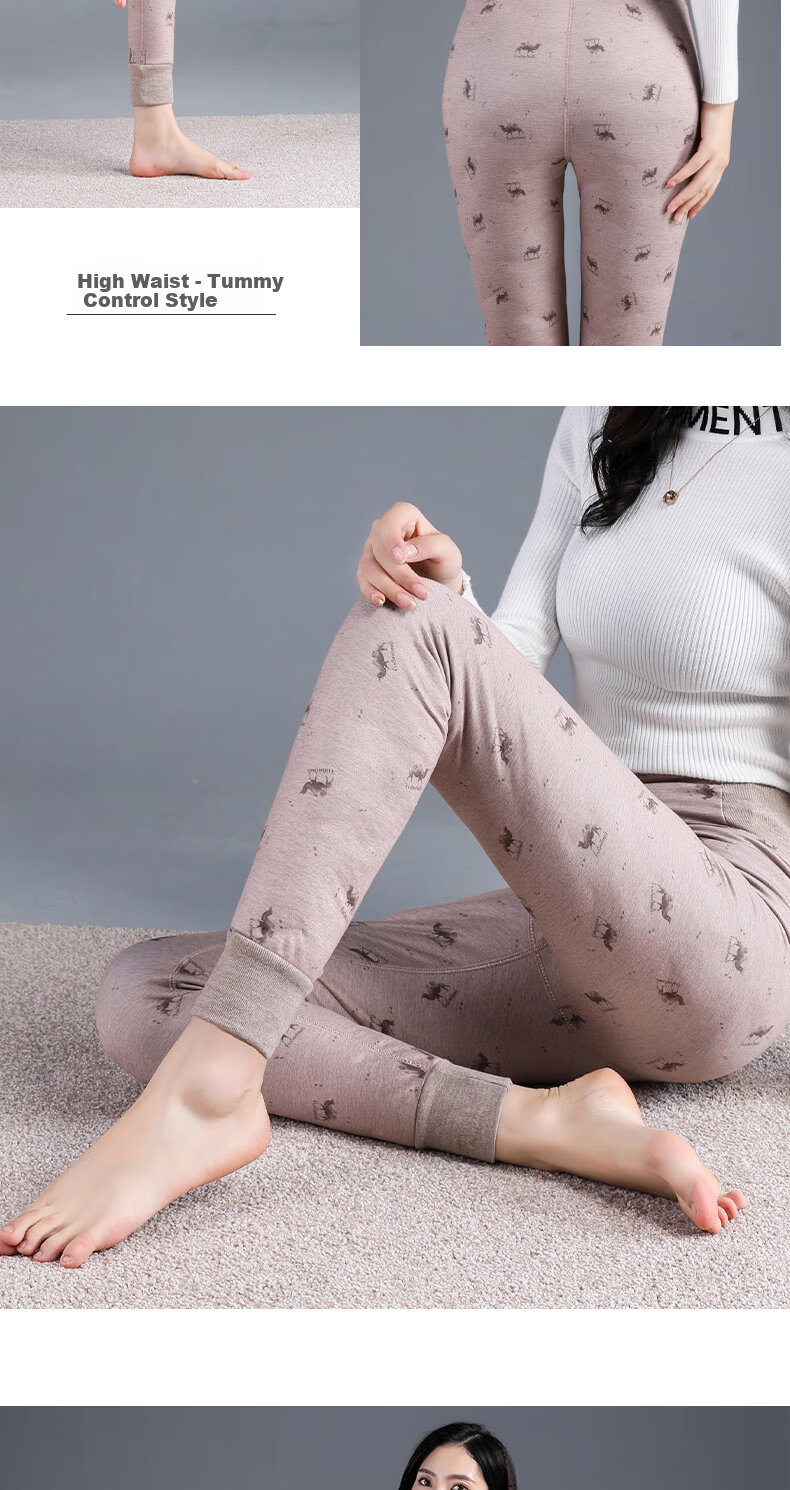 LangSha Women's Inner Lined Down Pants Winter Fleece Thickened Warm High Waist Plus Size Slim Lightweight Northeast Cotton Pants 14