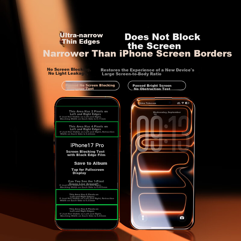 Pisen Tempered Glass Screen Protector for iPhone 17 Pro, HD Anti-Fingerprint, Dust-Free, Full Coverage, Shockproof, 2-Pack