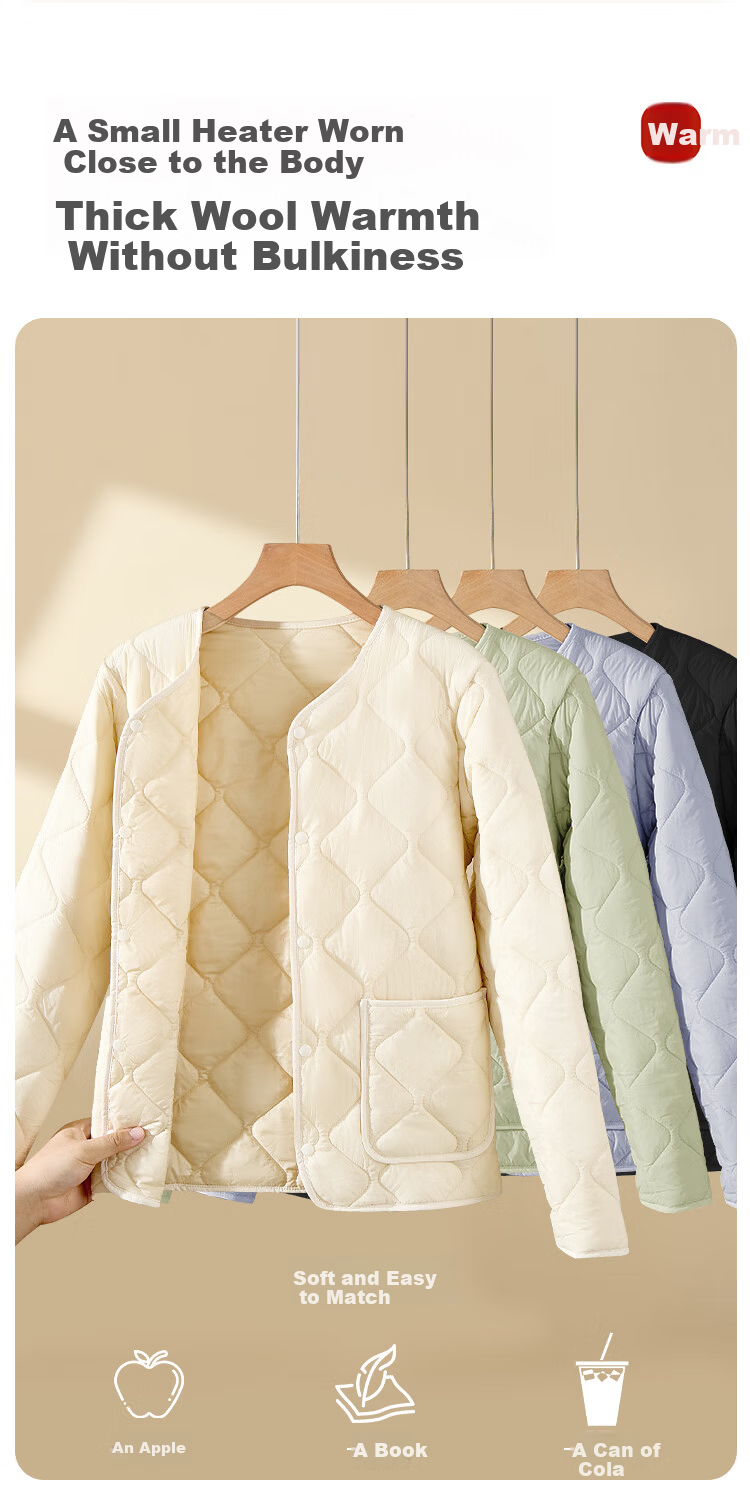 MiiOW [10A Antibacterial] Women's Wool Coat Autumn Winter Simple Windproof Long Sleeve Lightweight Warm Cardigan Top 3