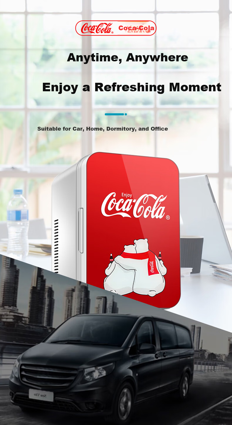 Coca-Cola Car Refrigerator, 20L Small Fridge, Digital Temperature Control, Breast Milk Storage, Mini Fridge for Dormitory And Office, Cooling And Heating Refrigerator 1