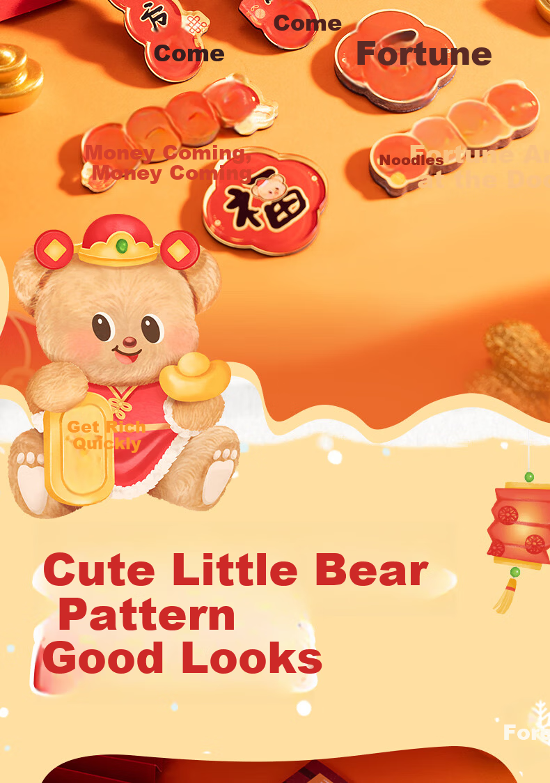 Deli Butter Bear New Year Series Refrigerator Magnet IP Magnetic Creative Acrylic High-Definition Printing Cute Cartoon Decorative Magnet Qian Lai Qian Lai HYC101 3