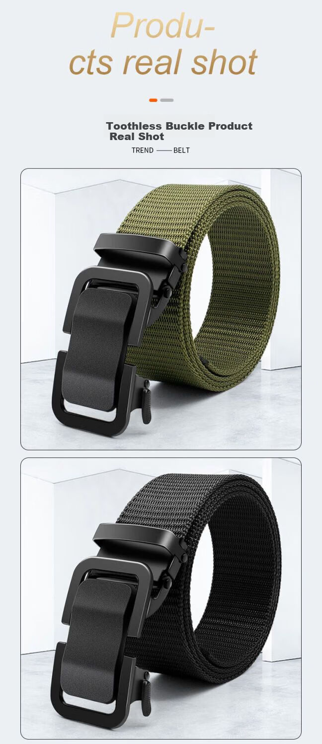HOCR Men's Automatic Buckle Outdoor Climbing Casual Canvas Belt Trendy Versatile Simple Tactical Denim Belt 10