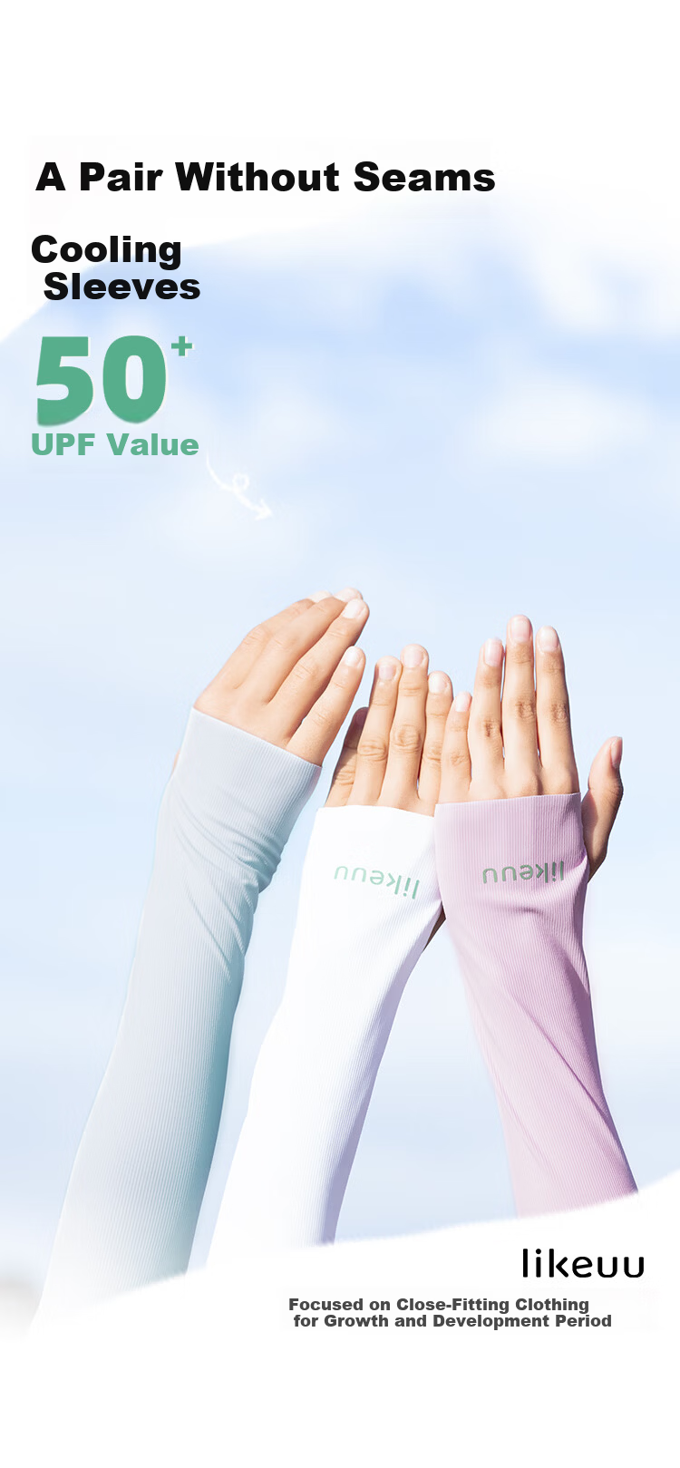 Like uu Kids Sun Protection Cooling Sleeves Unisex Summer UV Protection Ice Sleeves Breathable Seamless UPF50+ 1