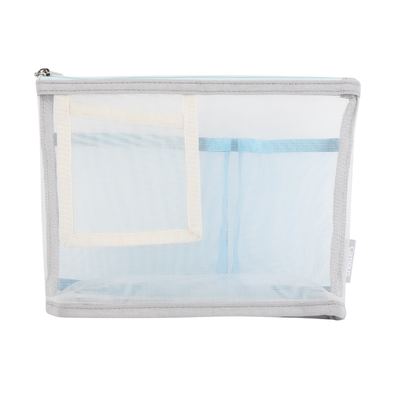 KOKUYO Campus Multi-layer Mesh Storage Bag Transparent Mesh Organizer Student Supplies Pencil Case Document Organizer Blue 1 Piece WSG-KUM331B