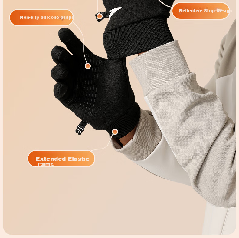 ANTA Thermal Gloves Winter Riding Fleece Lined Electric Bike Windproof Touchscreen Ski Outdoor Anti-Freeze Gloves M 3