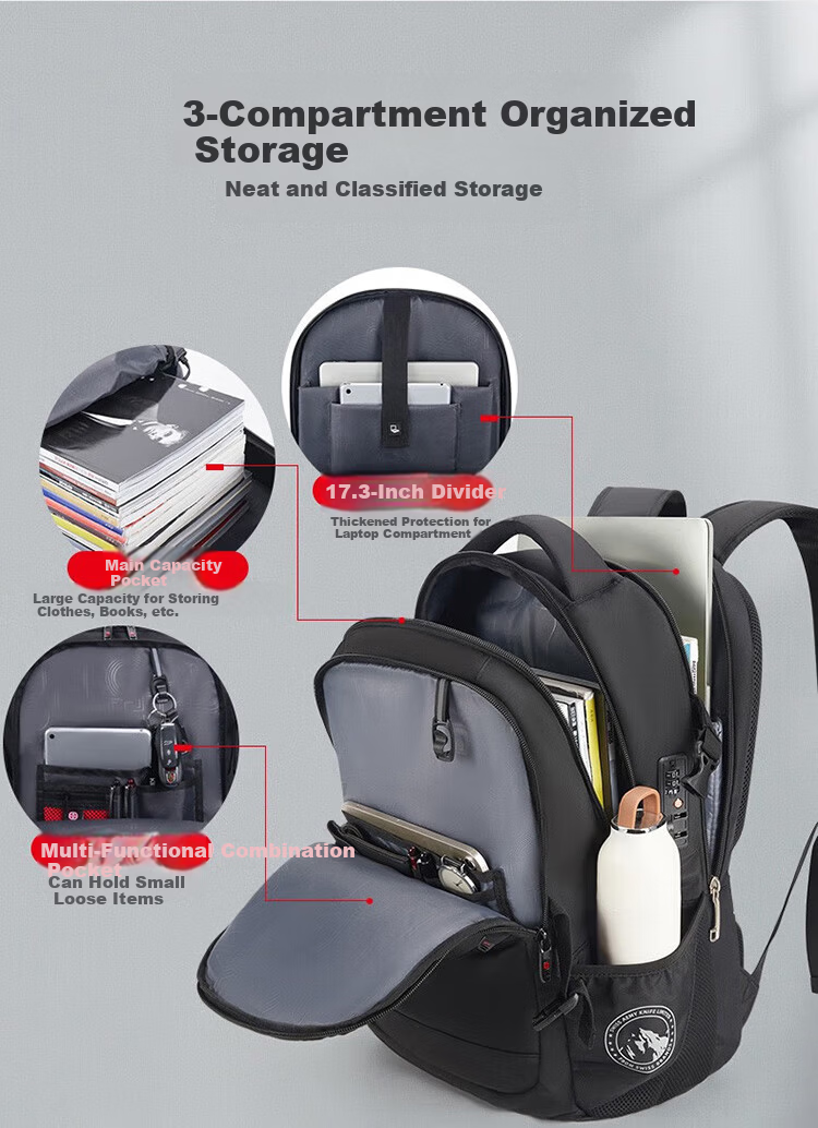CROSSGEAR Swiss Army Knife Large Capacity Business Travel Backpack for Men 17.3-inch Laptop Bag 3
