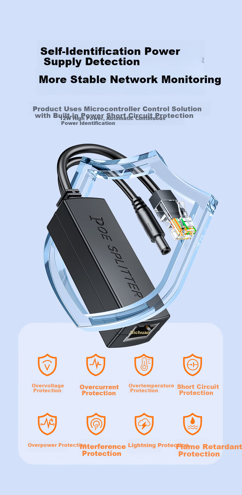 SAMZHE POE Repeater One-to-Two 100Mbps Switch Camera Network Repeater Extender 1 In 2 Out Home Surveillance Network Power Splitter ZXQ-01B 7